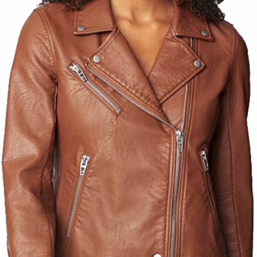 NWT BLANKNYC Faux Leather Moto Brown Leather Biker Jacket